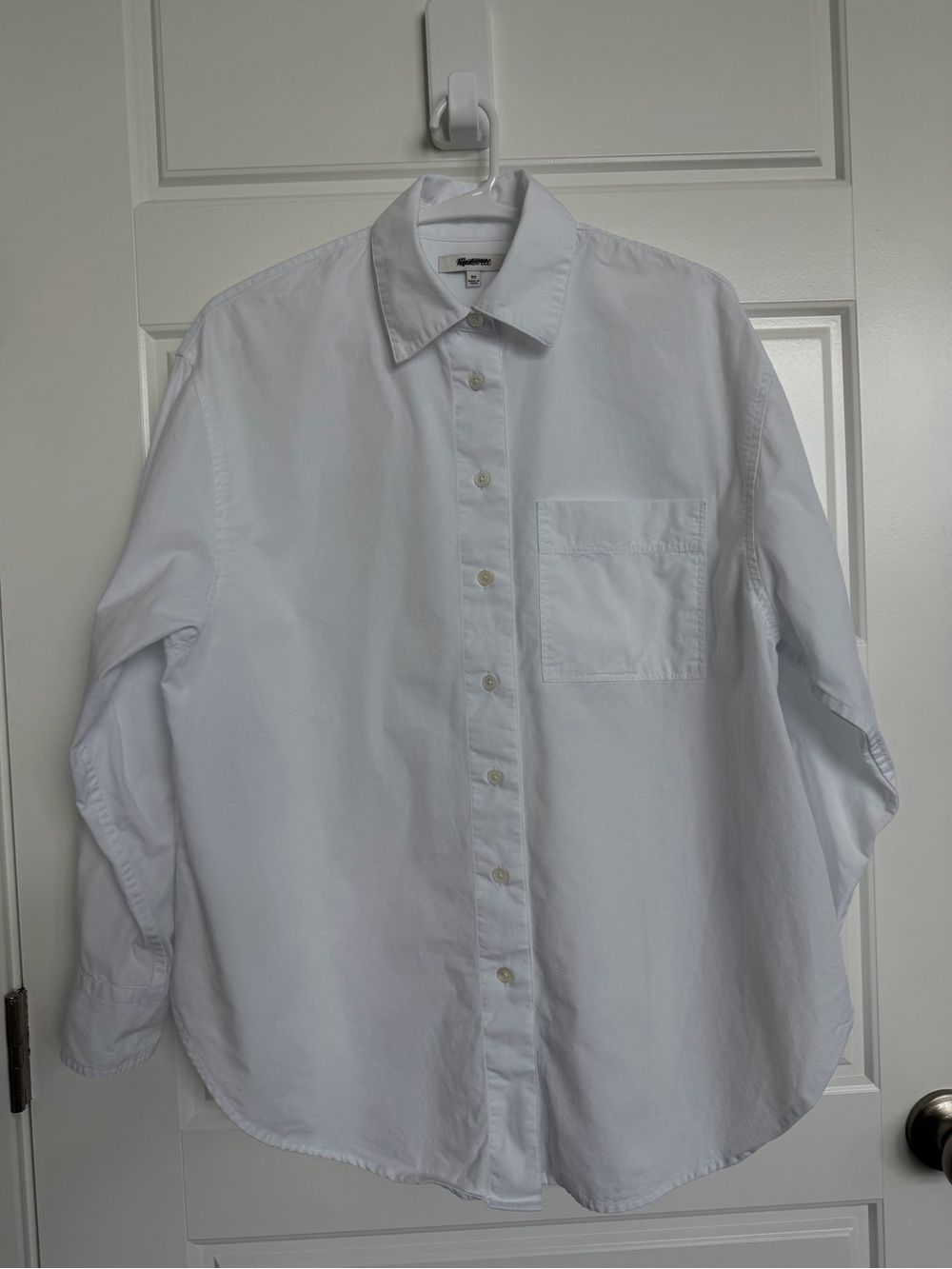 Madewell Oversized White Button Up Shirt XS Cotton Poplin Boyfriend Fit - Picture 2 of 9